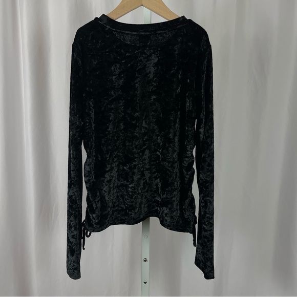 Art Class XL 14/16 Kids Crushed Velvet Ruched Drawstring Side Long Sleeve Top - Picture 2 of 7